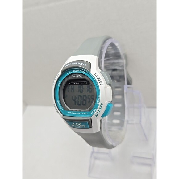 Casio LWS 1000H Womens Quartz Watch Illuminator Lap Memory 100M Gray New Battery - Picture 2 of 11